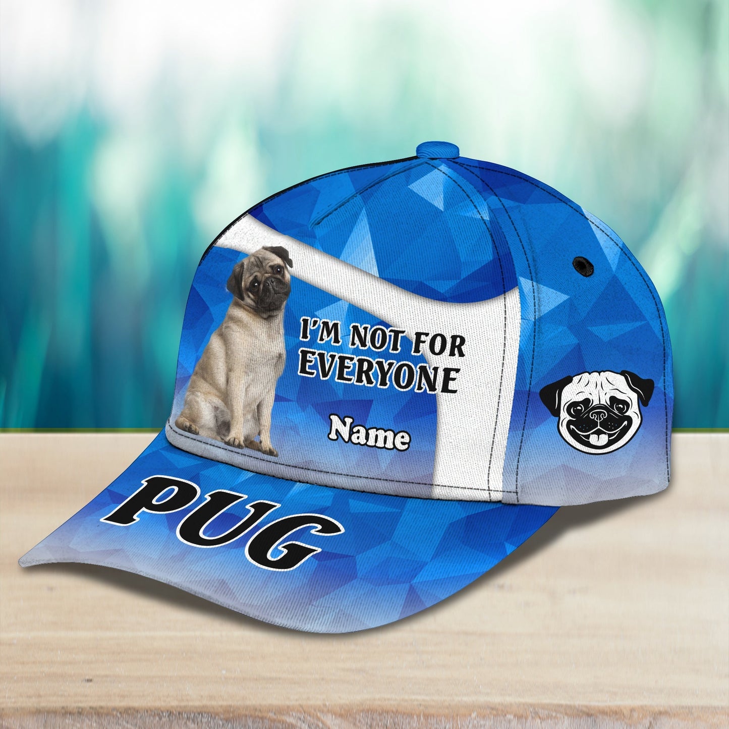 3D Classic Cap My Dog 3 Pug Personalized Name Cap Lasfour CA0964