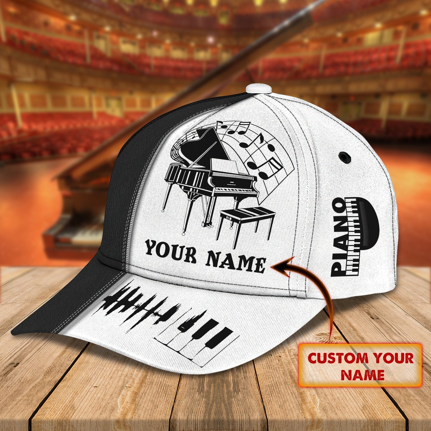 3D Classic Cap Piano 4 Personalized Name Cap 01 Lasfour CA1087