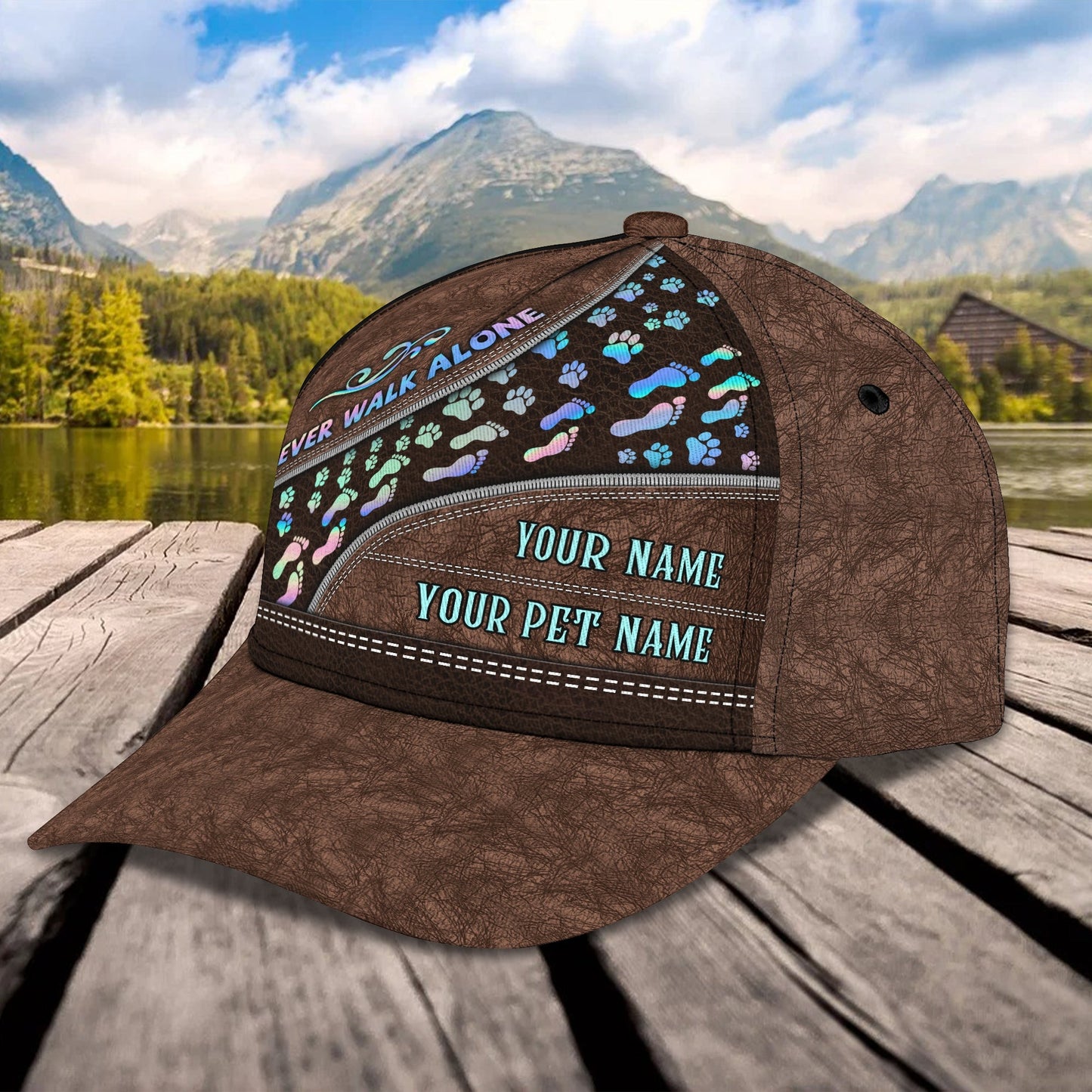 3D Classic Cap Never Walk Alone Personalized Name Cap 111 Lasfour CA1241