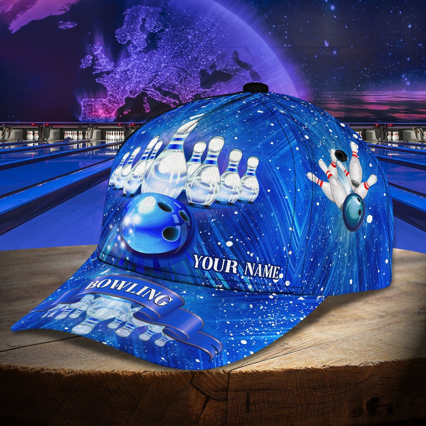 3D Classic Cap Bowling 01Personalize Name Cap Lasfour CA1718