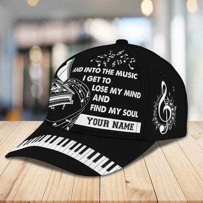 3D Classic Cap Piano Black Ver. Personalized Name Cap Lasfour CA1684