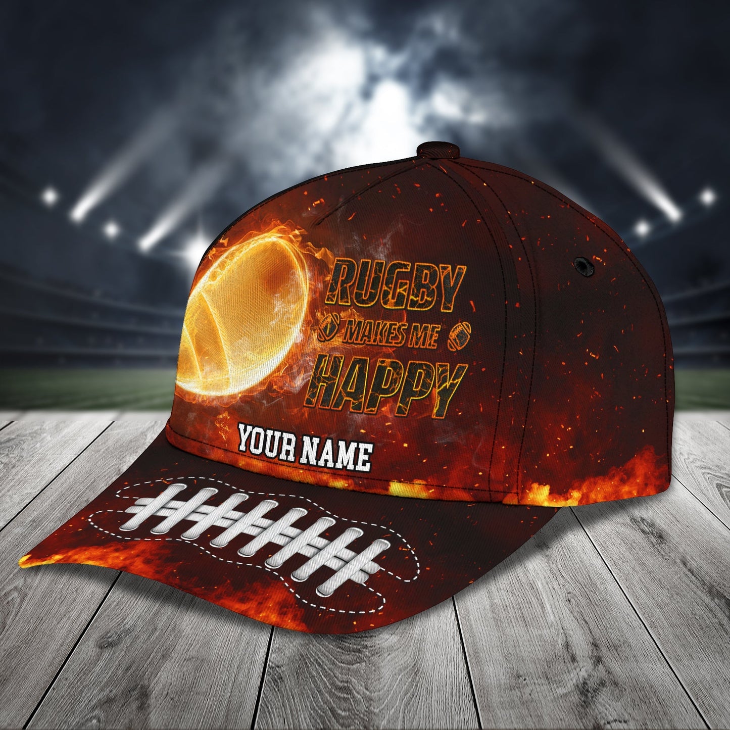 3D Classic Cap Rugby Make Me Happy Personalized Name Cap Lasfour CA1720