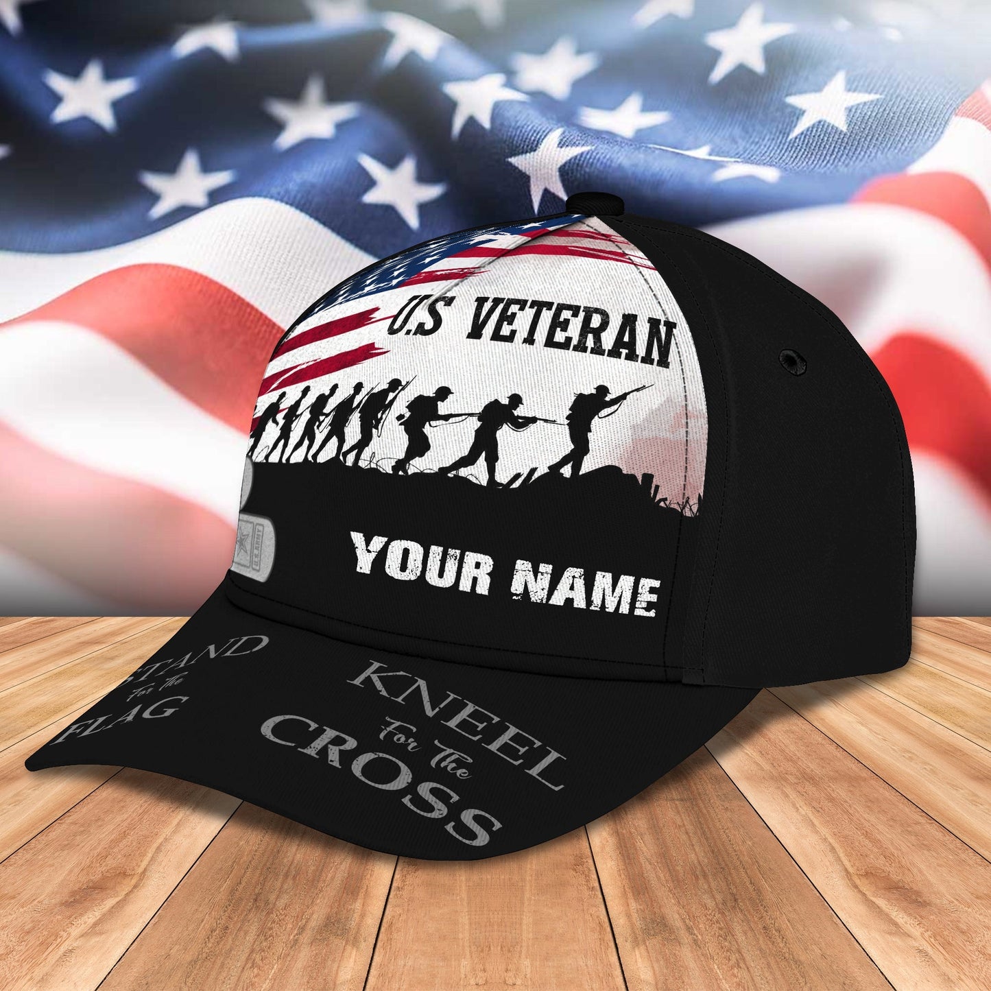 3D Classic Cap Veteran Personalized Name Cap Lasfour CA0808