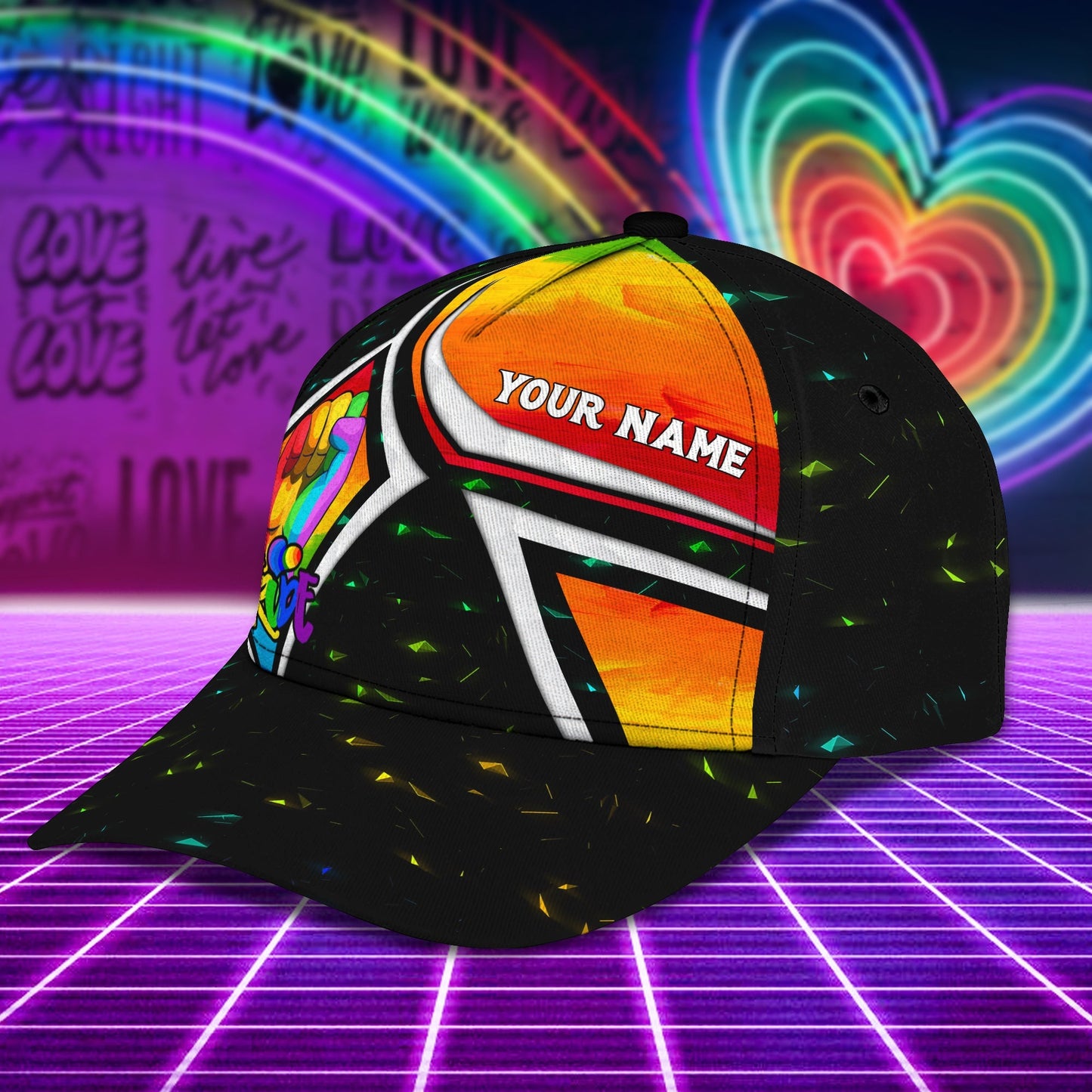 LGBT Personalized Name Cap, Pride Personalized 3D Cap CA0303