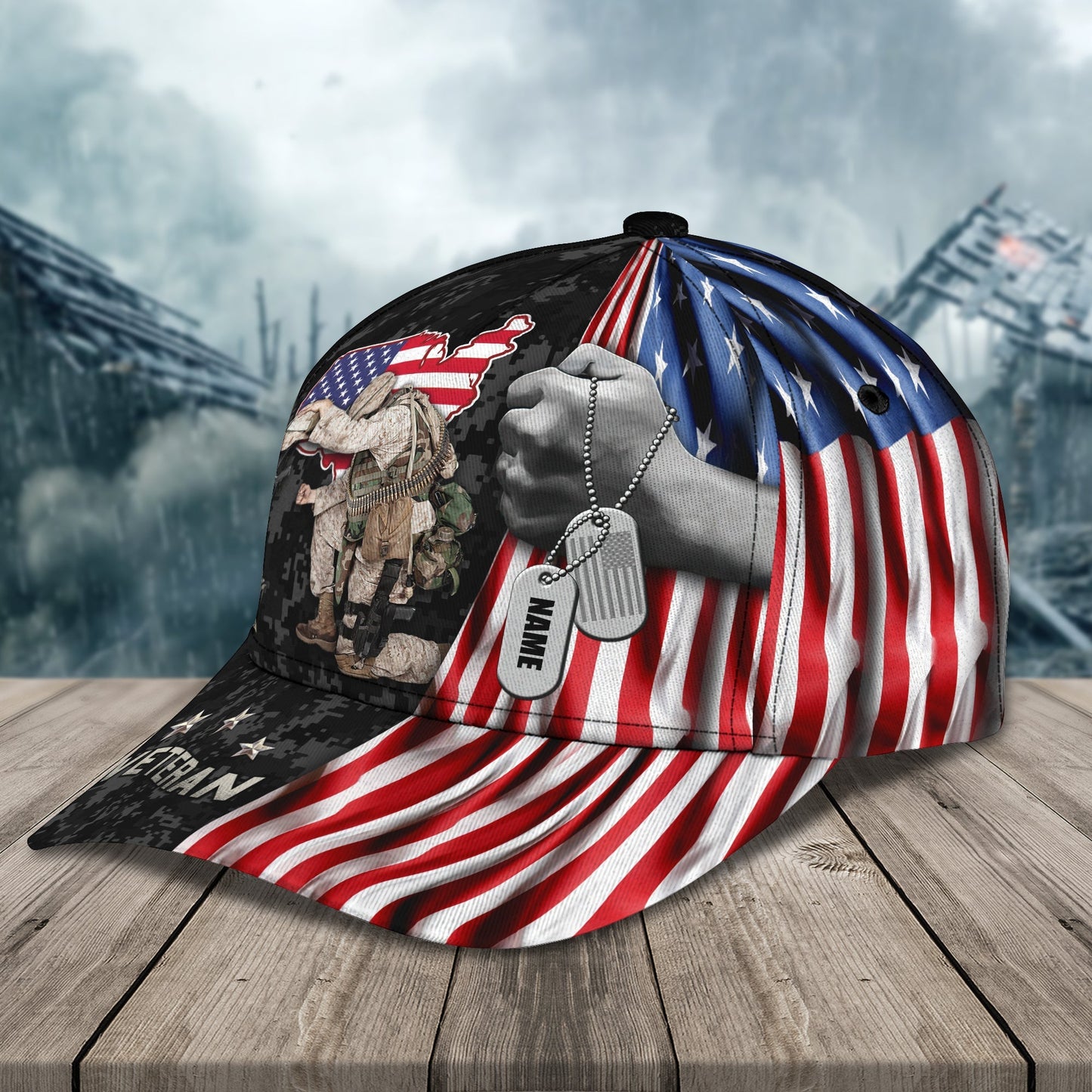 3D Classic Cap Veteran Personalized Name Cap 1236 Lasfour CA0902