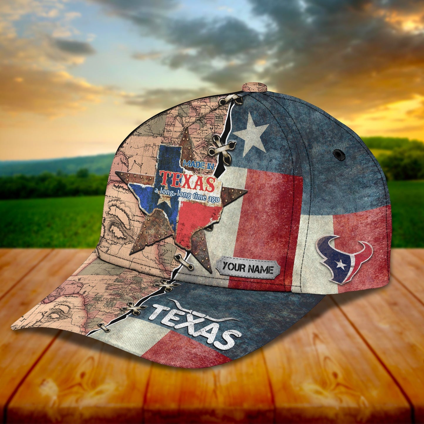 3D Classic Cap Texas 2 Personalized Name Cap Lasfour CA1519