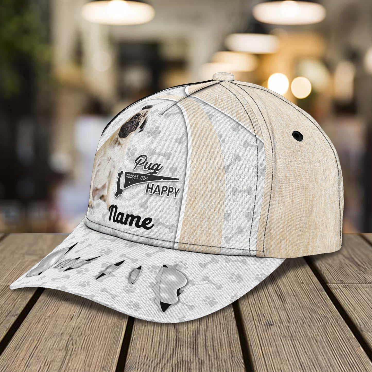 3D Classic Cap Pug Personalize Name Cap 321 Lasfour CA1245