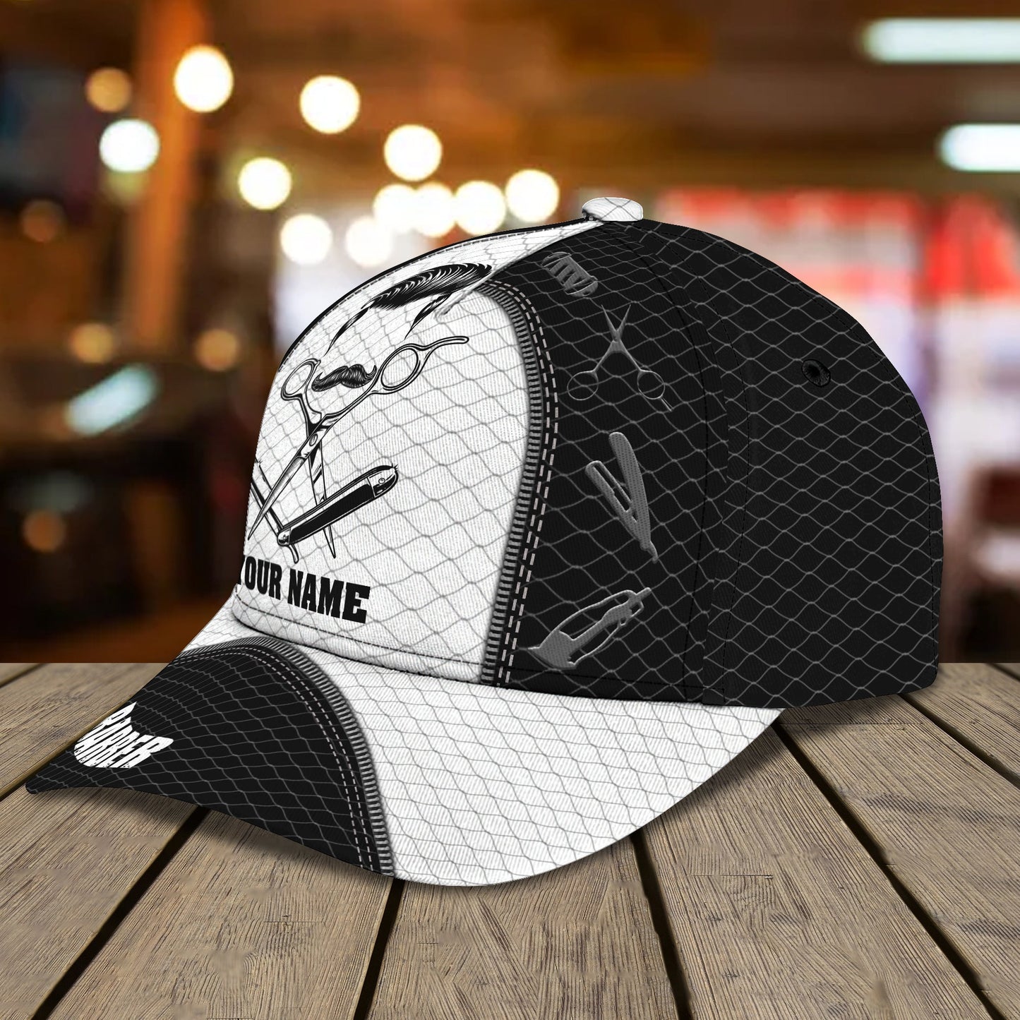 3D Classic Cap Barber Personalized Name Cap 24 Lasfour CA0982