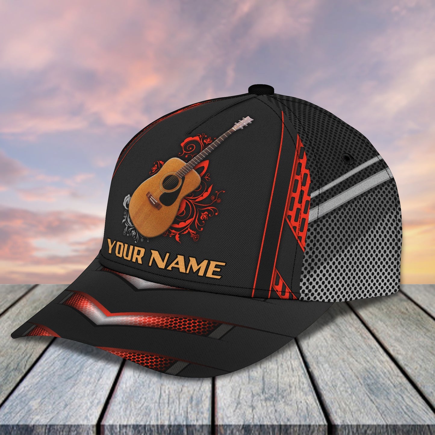 3D Classic Cap Guitar Classic 001 Personalized Name Cap Lasfour CA2148