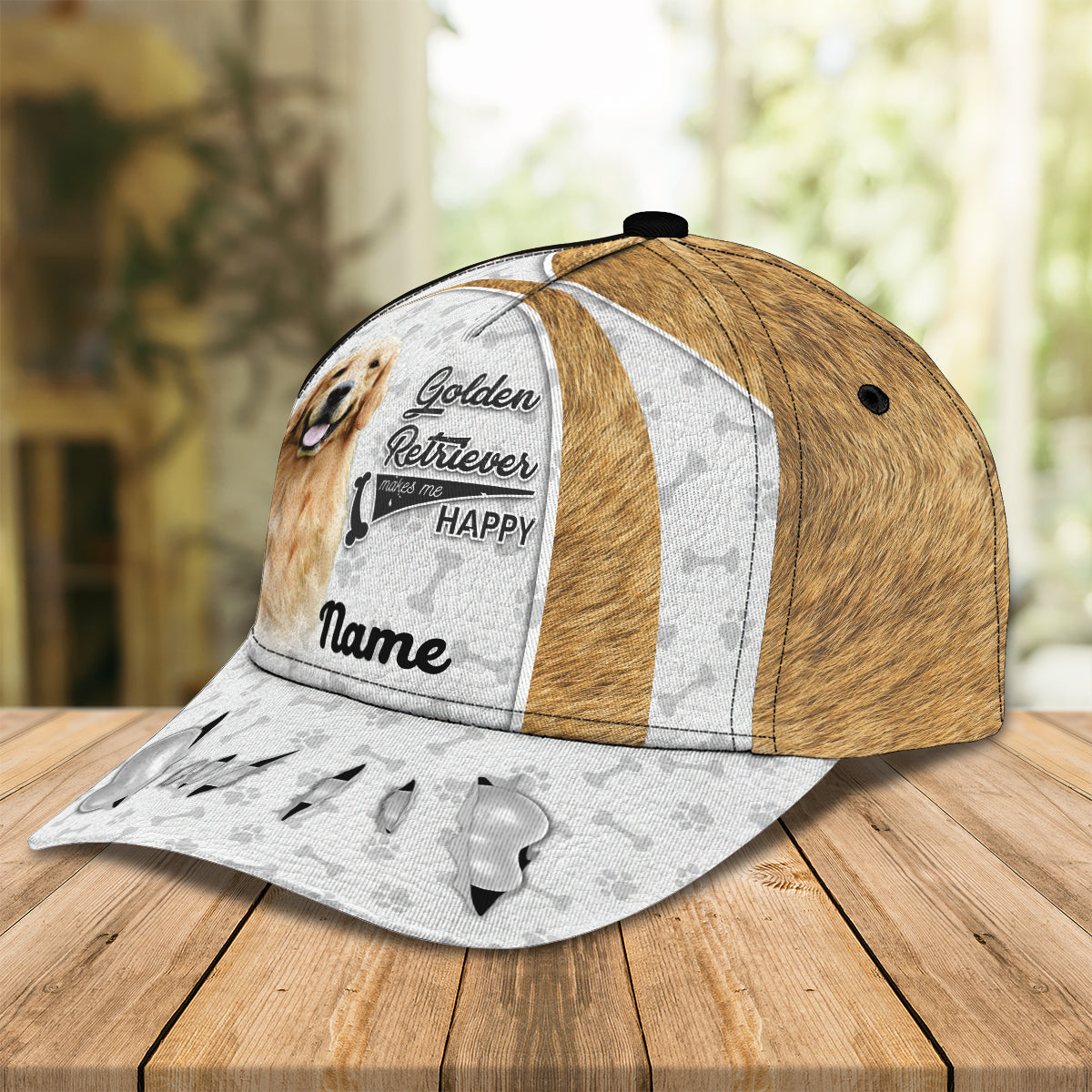 3D Classic Cap Golden Retriever Personalize Name Cap Lasfour CA1537