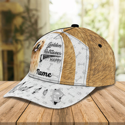 3D Classic Cap Golden Retriever Personalize Name Cap Lasfour CA1537