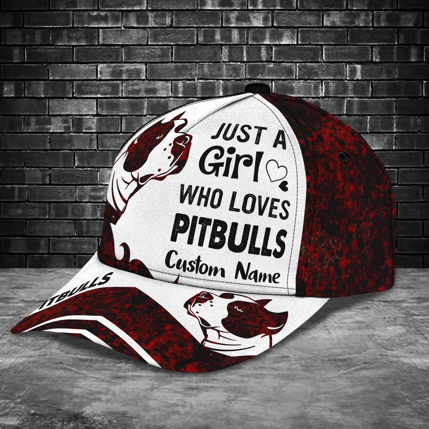 3D Classic Cap Just A Girl Who Loves Pitbull Personalized Name Cap Lasfour CA1147