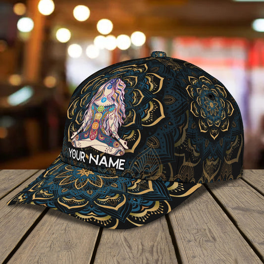 3D Classic Cap Yoga Mandala Personalized Name Cap Lasfour CA1800