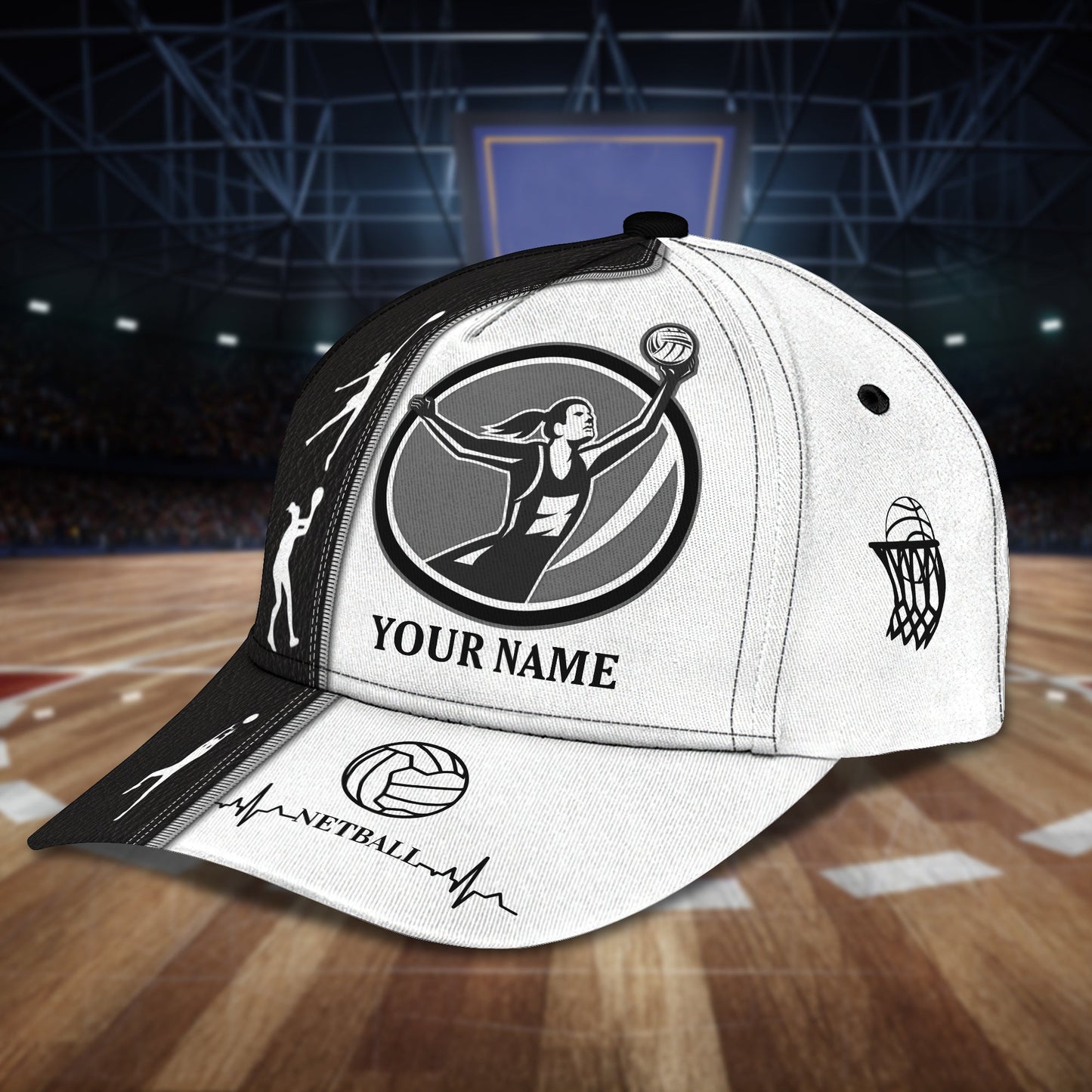 3D Classic Cap Netball1 Personalized Name Cap Lasfour CA1777