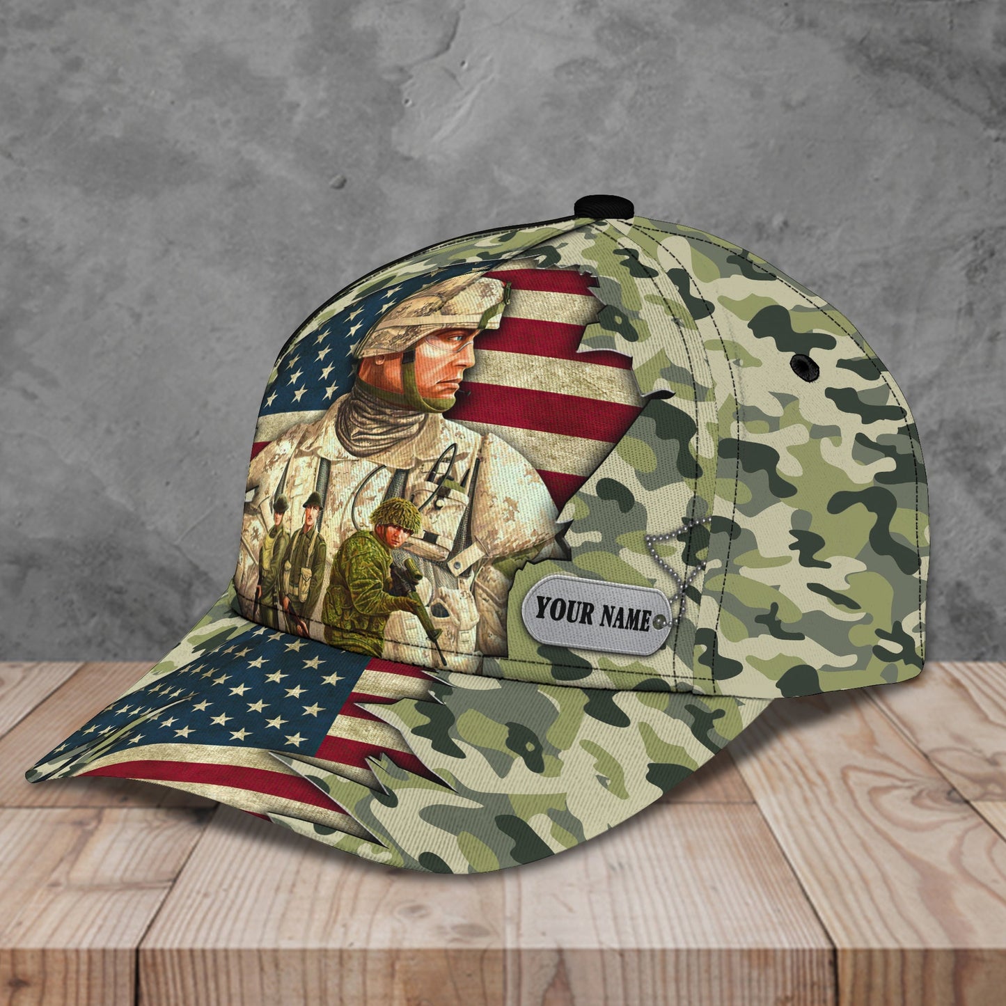 3D Classic Cap Veteran 01 Personalized Name Cap Lasfour CA0754