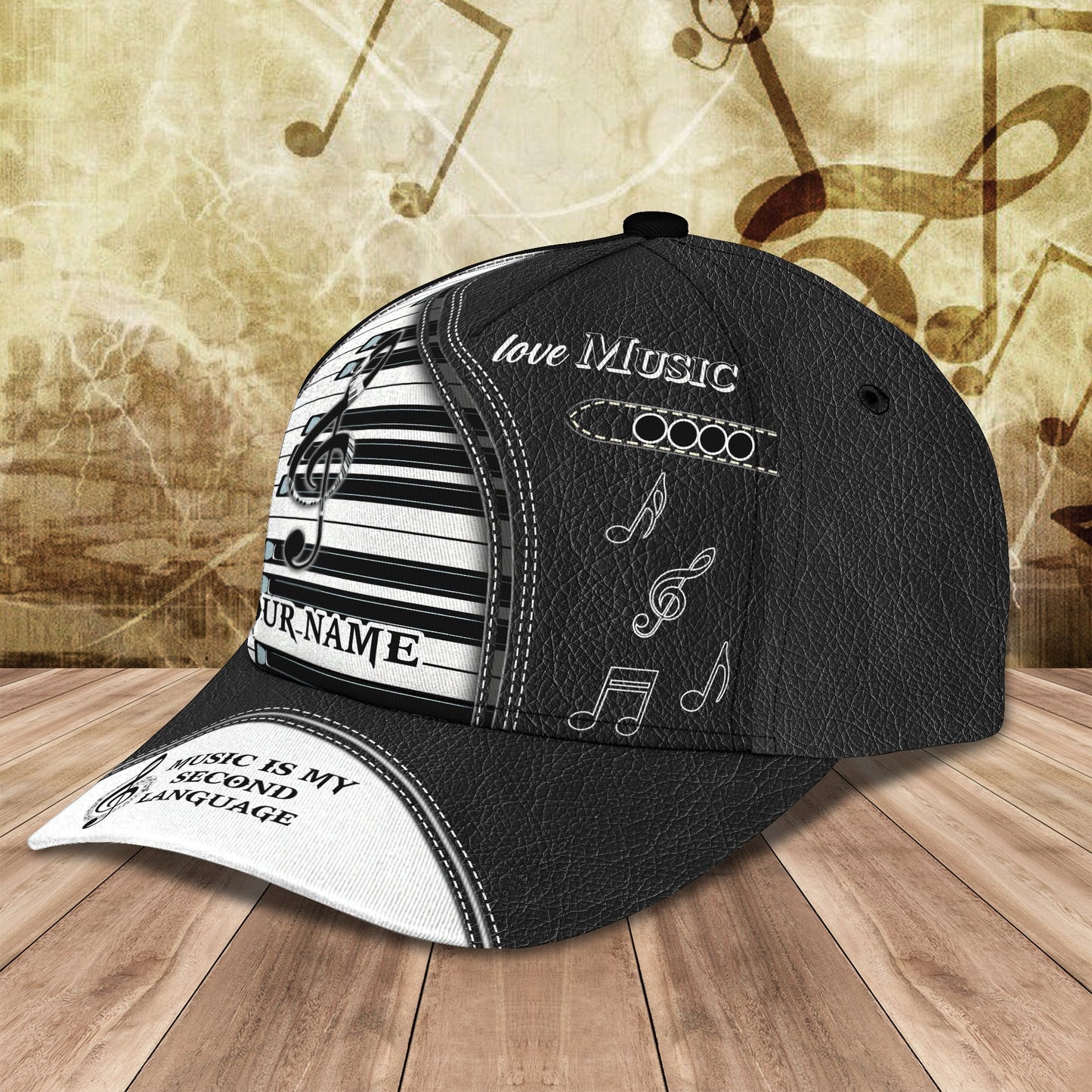 3D Classic Cap Love Music Personalize Name Cap Nama01 Lasfour CA1214