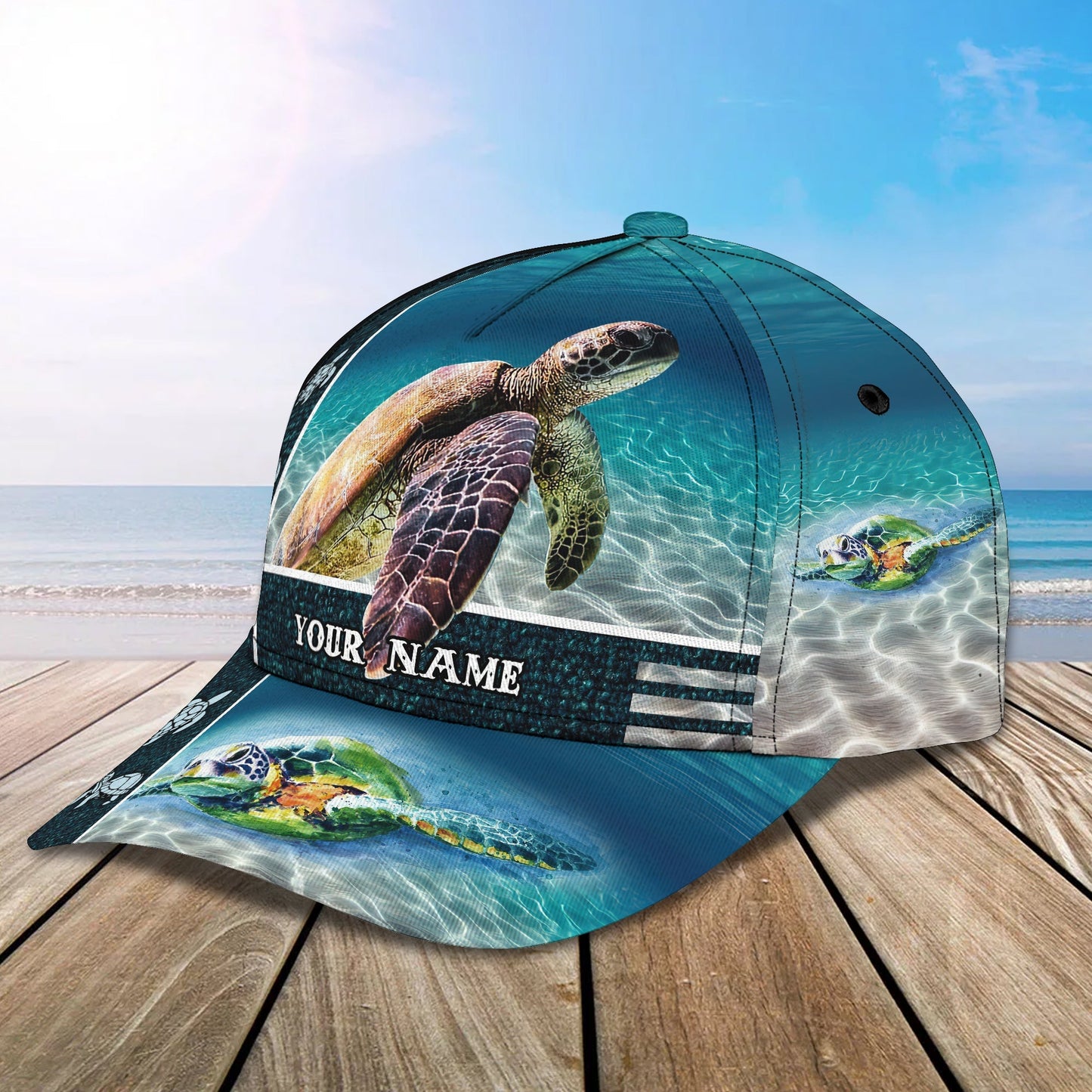 3D Classic Cap Turtle 02Personalized Name Cap Lasfour CA1140