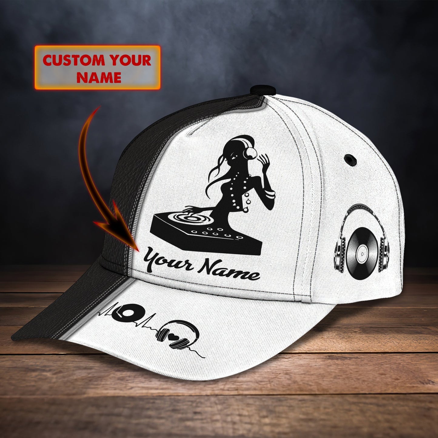 3D Classic Cap Dj Girl Personalized Name Cap 36 Lasfour CA1119