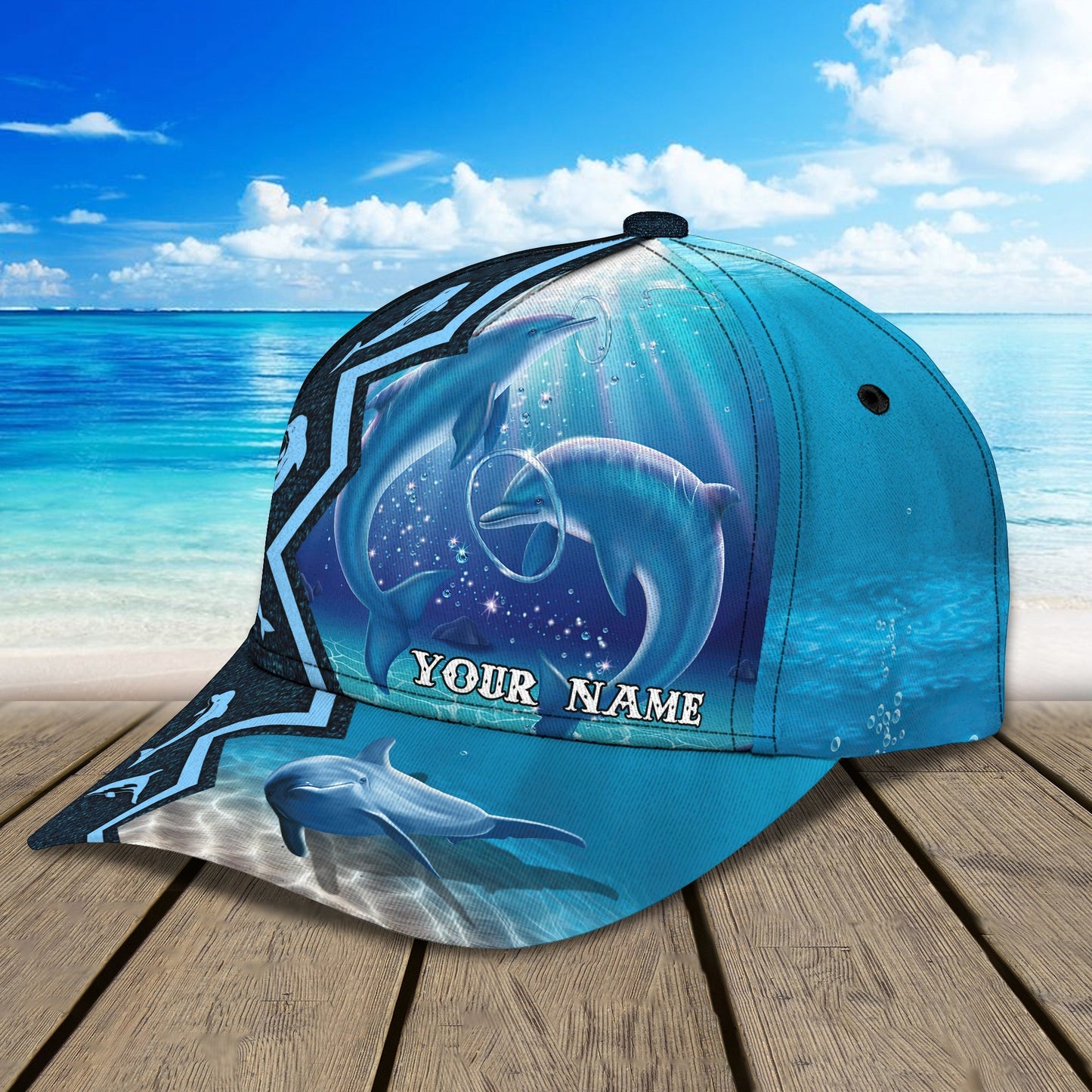3D Classic Cap Dolphin 01 Personalized Name Cap Lasfour CA1912