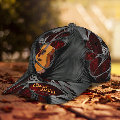 White And Black Guitar Cap Hat For Man, Gift To Guitar Man, Guitar Lover 3D Full Print Cap Hat CO0423