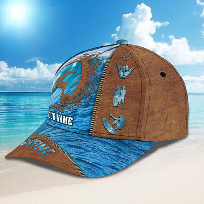 3D Classic Cap Surfing Personalized Name Cap Lasfour CA0894