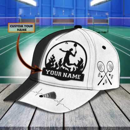 3D Classic Cap Badminton 01 Personalized Name Cap Lasfour CA1139