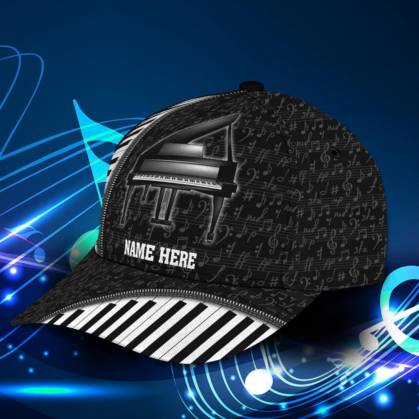 3D Classic Cap Piano Personalized Name Cap 05 Lasfour CA1714