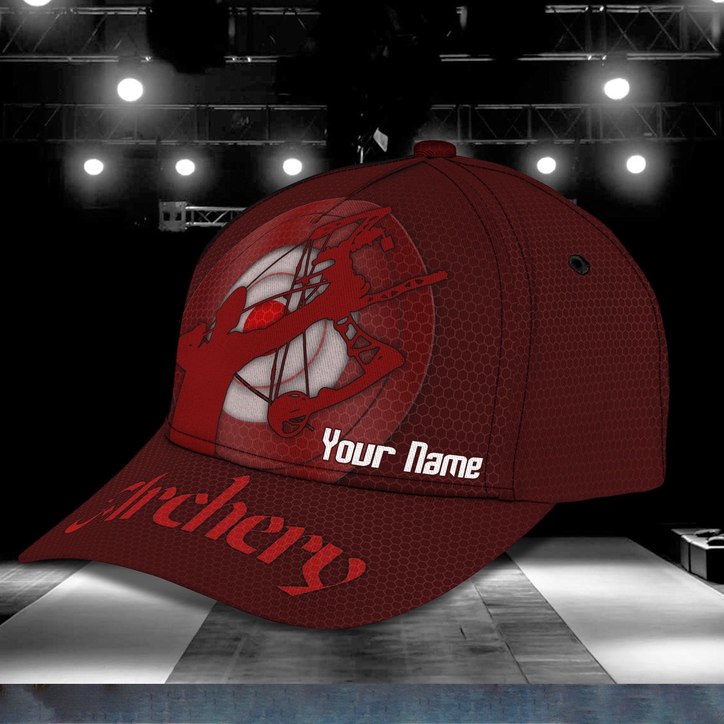 3D Classic Cap Archery Red Personalized Name Cap 45 Lasfour CA2032