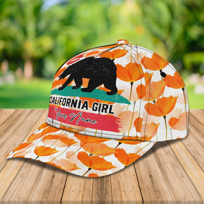 3D Classic Cap Just A California Girl Personalized Name Cap Lasfour CA1585