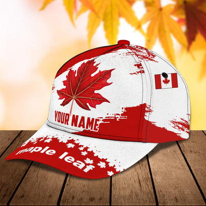 3D Classic Cap Maple Leaf Cnd Personalized Name Cap Lasfour CA1354