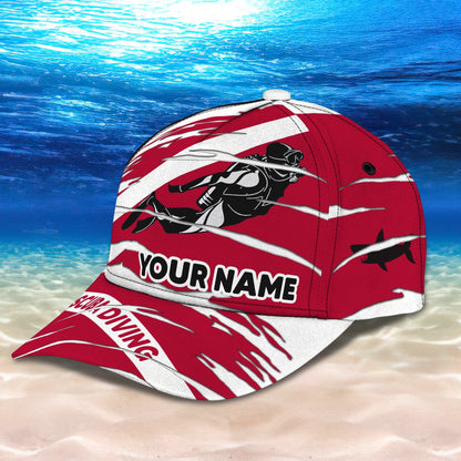 3D Classic Cap Scuba Diving 2 Personalized Name Cap Lasfour CA2315