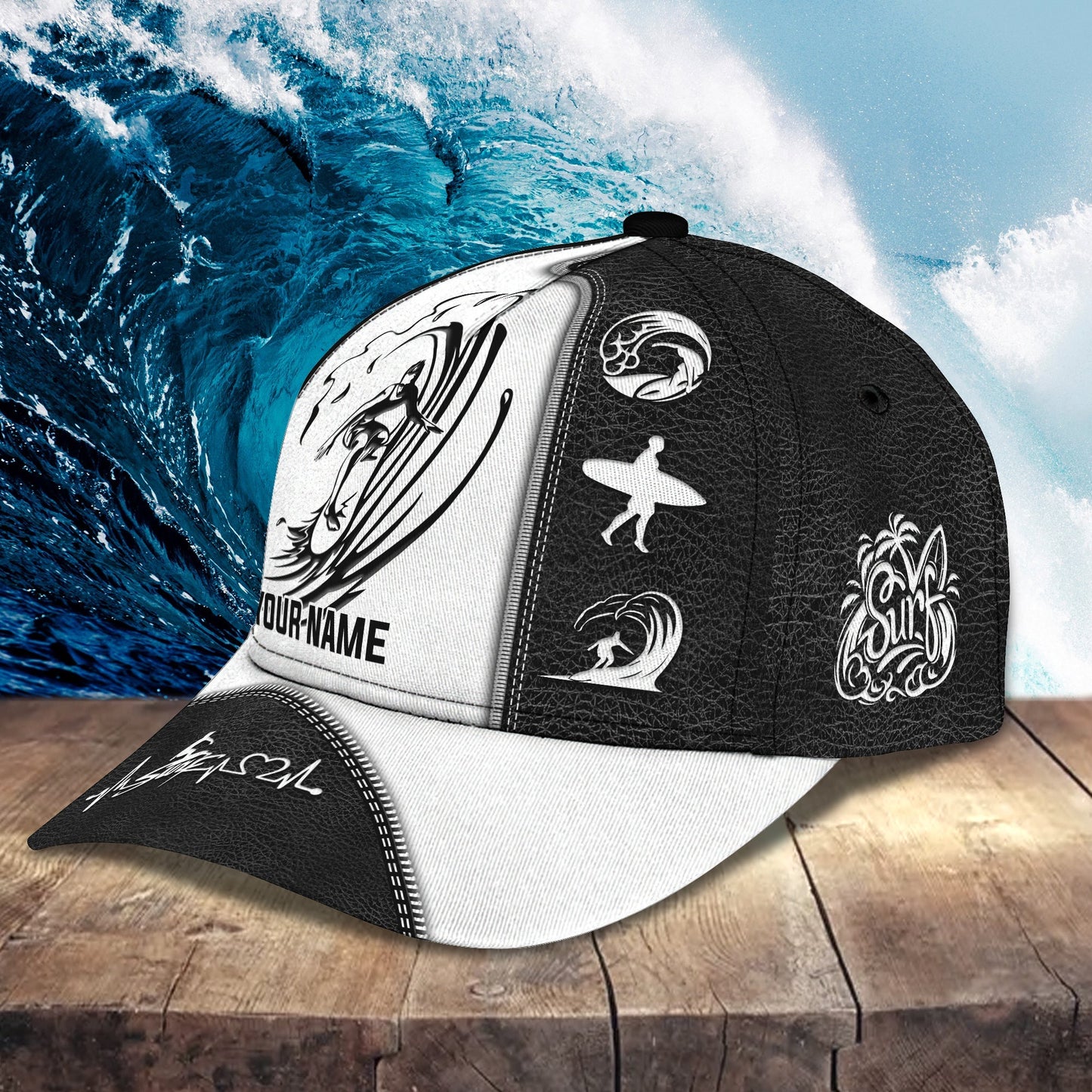 3D Classic Cap Surfer Personalized Name Cap 01 Lasfour CA1224