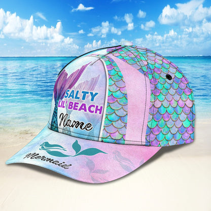 3D Classic Cap Mermaid Lil' Beach Personalized Name Cap Lasfour CA1366