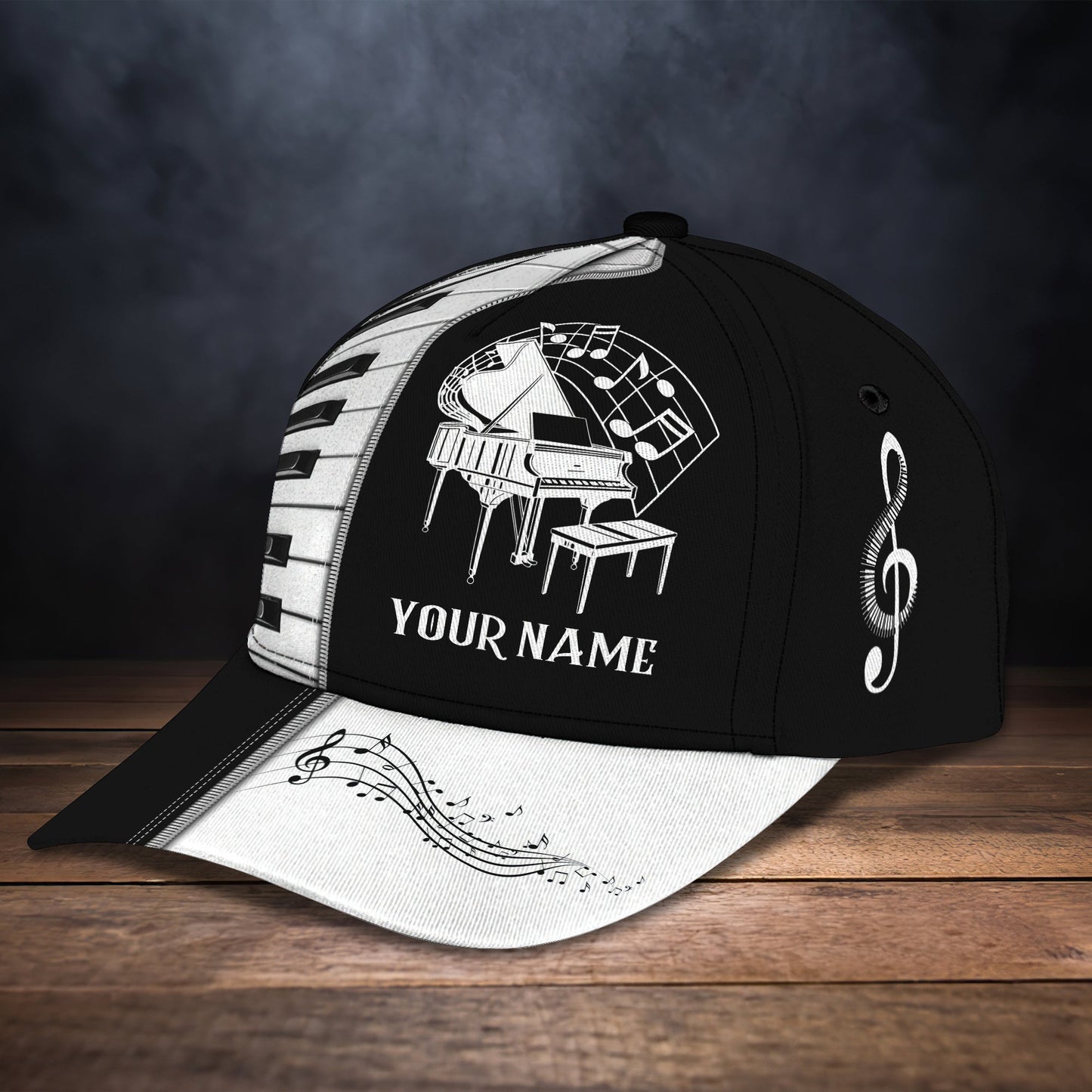 3D Classic Cap Piano Personalized Name Cap 04 Lasfour CA0884
