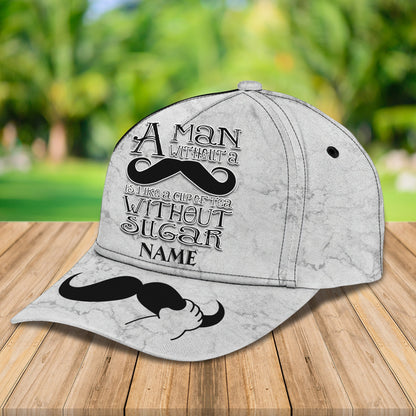 3D Classic Cap Mustache Personalized Name Cap Lasfour CA1350
