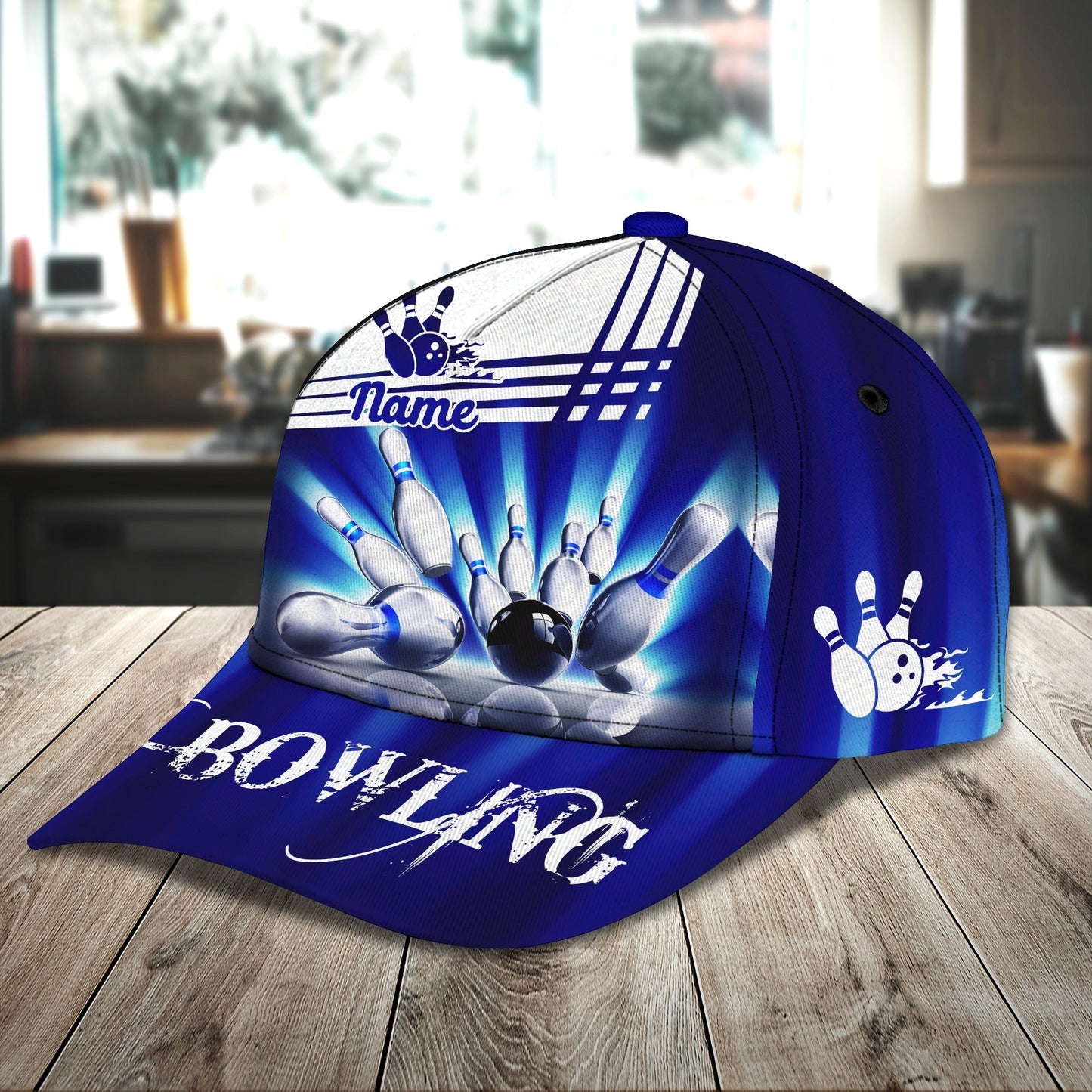 3D Classic Cap Bowling T Personalized Name Cap Lasfour CA2121