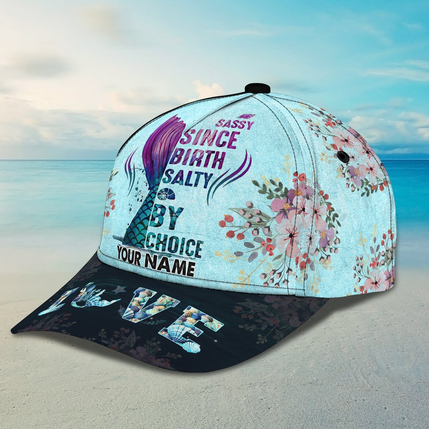 3D Classic Cap Mermaid Personalized Name Cap Lasfour CA1367