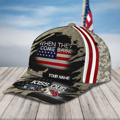 3D Classic Cap Kiss Our Heroes Personalize Name Cap Nama224 Lasfour CA1276