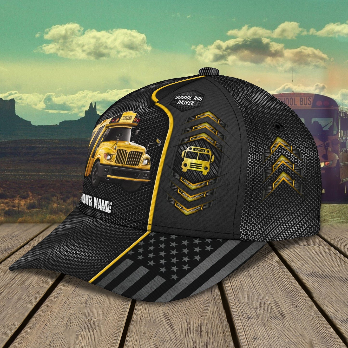 3D Classic Cap Bus Personalized Name Cap Lasfour CA1027