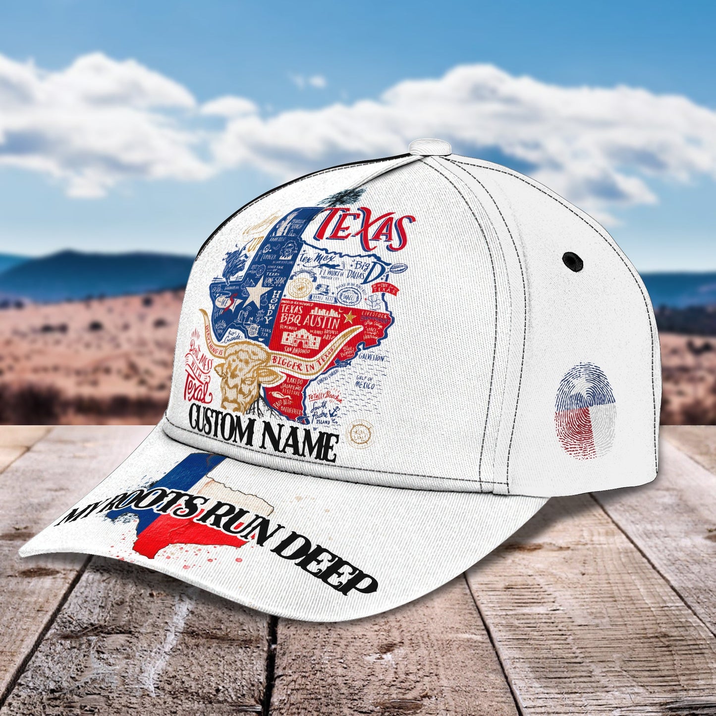 3D Classic Cap Texas7 Personalized Name Cap Lasfour CA1497