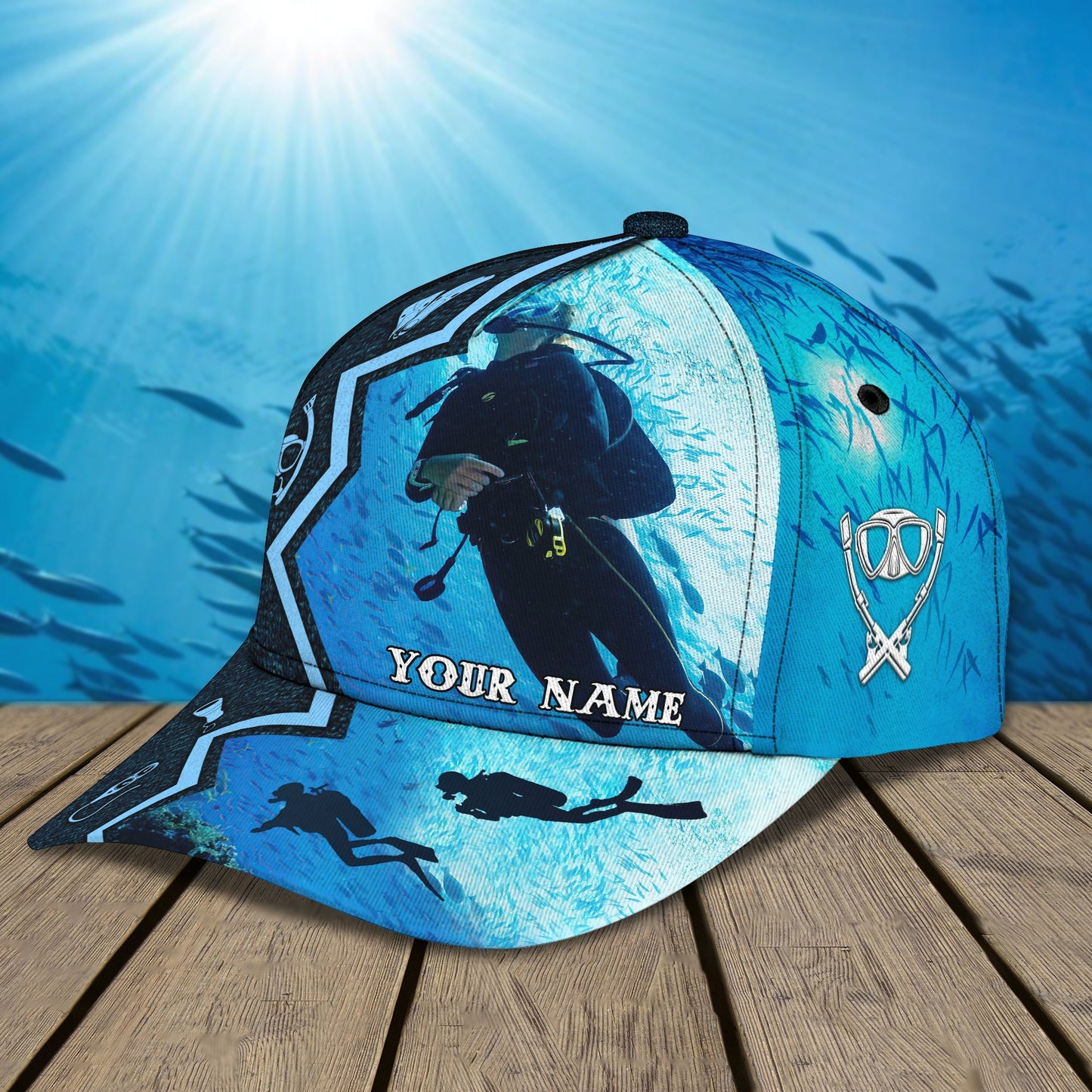 3D Classic Cap Scuba Diving Personalized Name Cap Lasfour CA2489