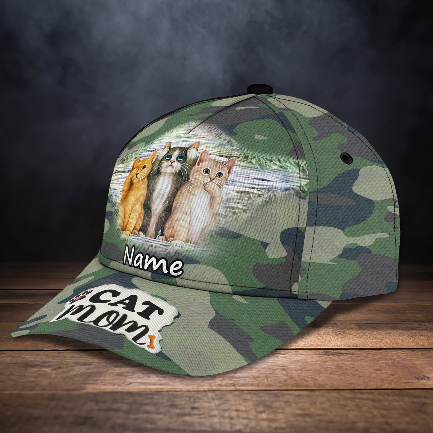 3D Classic Cap Cat Mom 86 Personalized Name Cap Lasfour CA1235