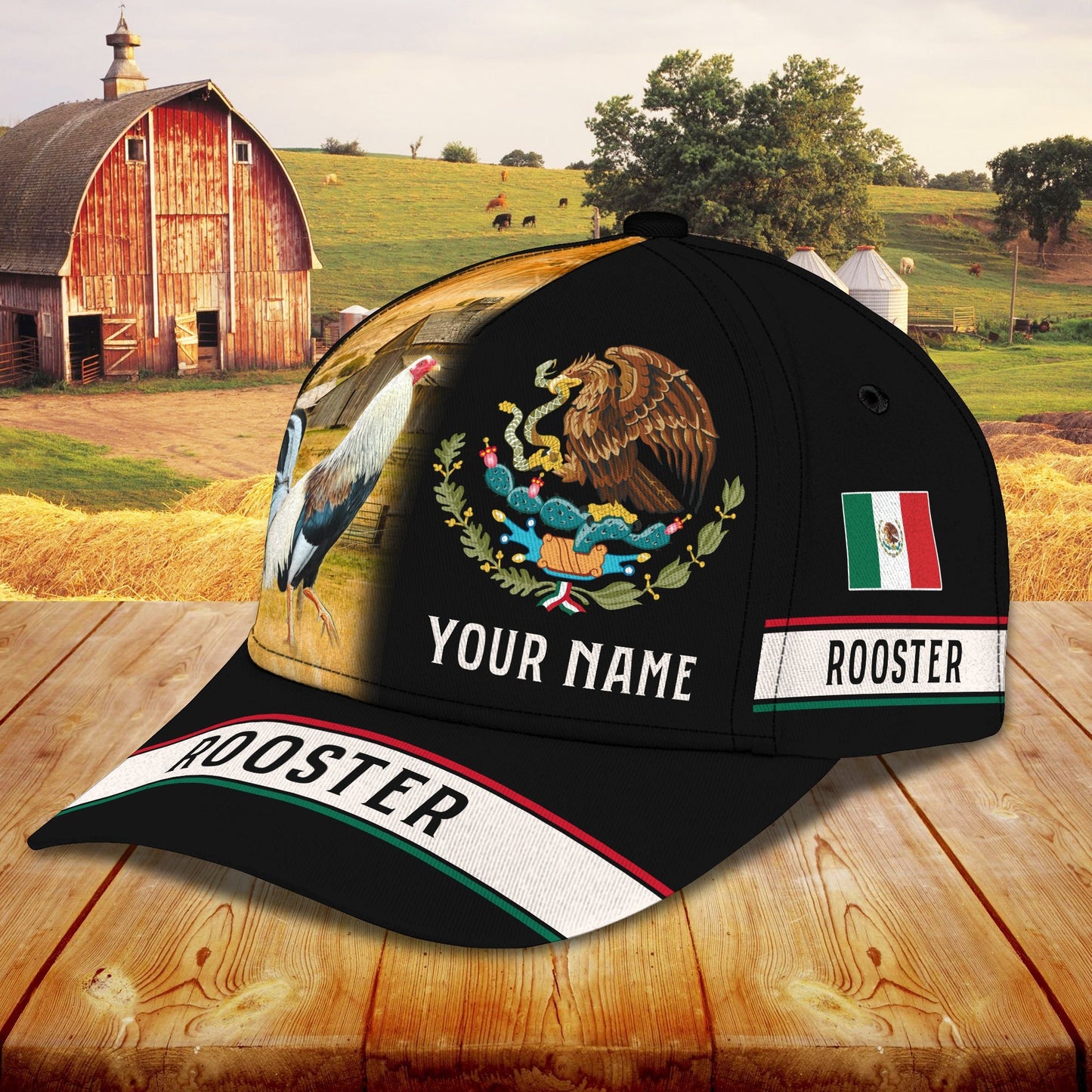 3D Classic Cap Rooster Personalized Name Cap 10 Lasfour CA1444