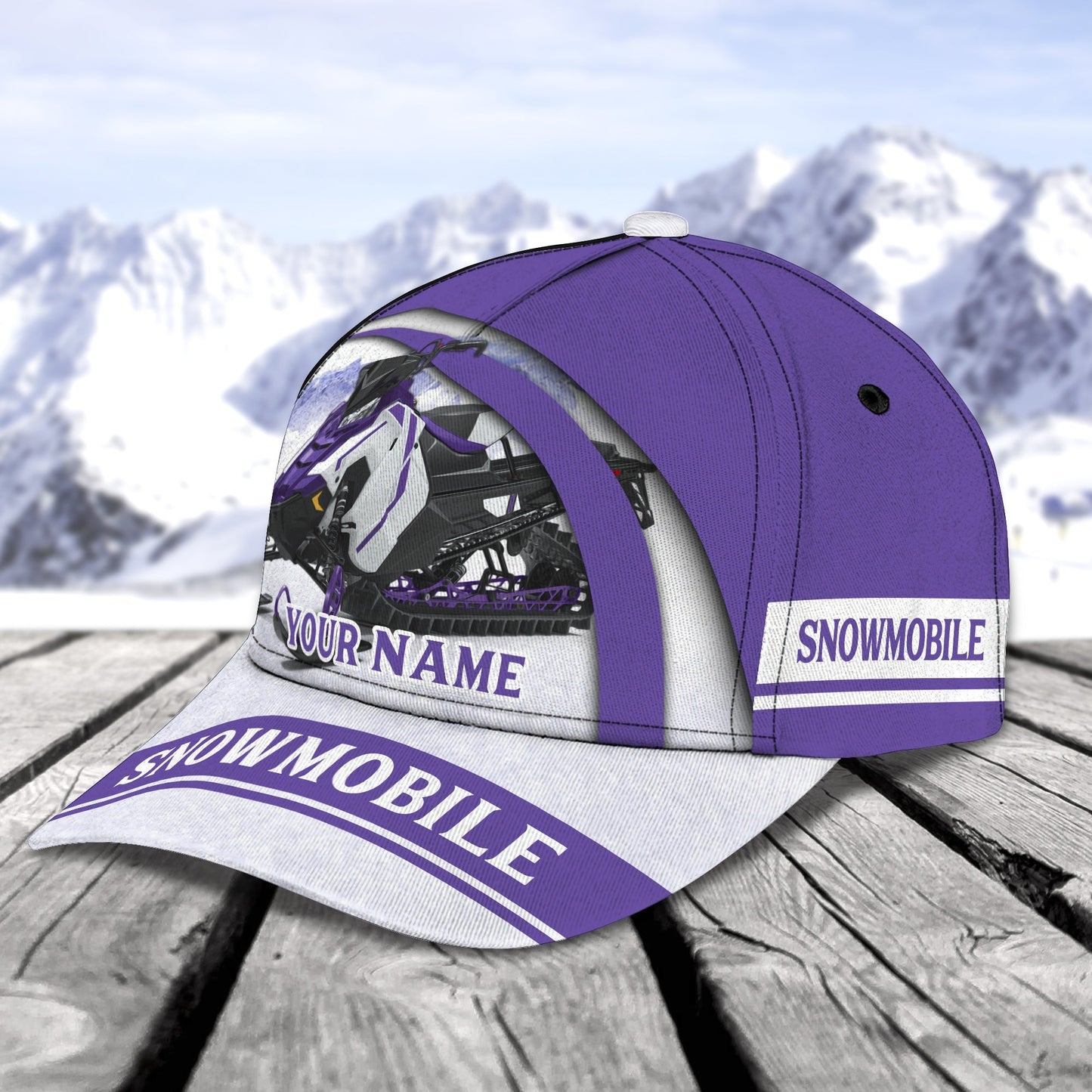 3D Classic Cap Switchback Snowmobile 144 Personalized Name Cap Lasfour CA2461
