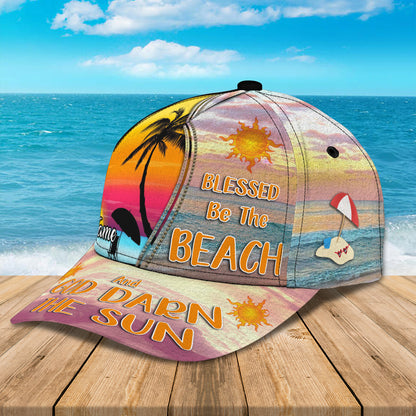 3D Classic Cap Blessed Be The Beach Personalized Name Cap Lasfour CA1282