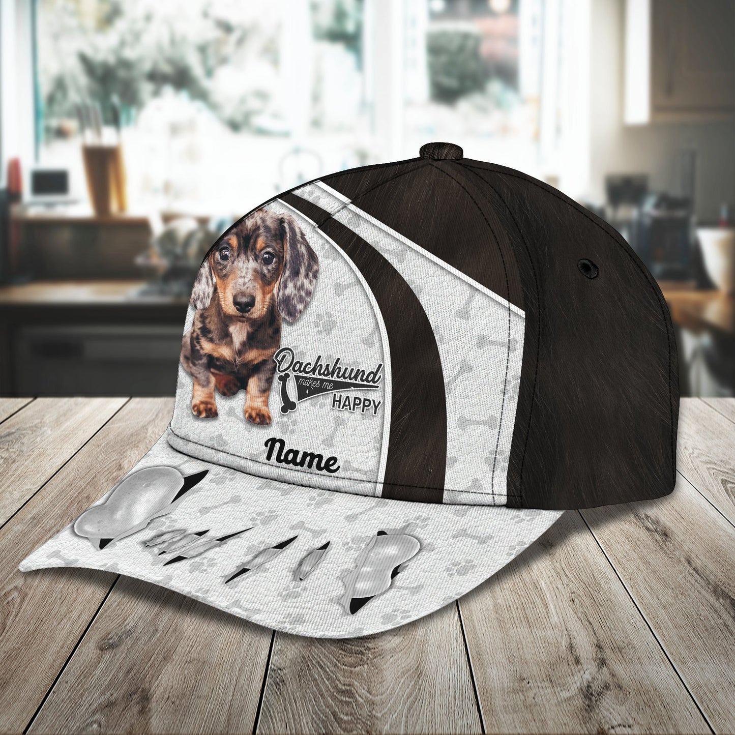 3D Classic Cap Dachshund 02 Personalize Name Cap Lasfour CA1448