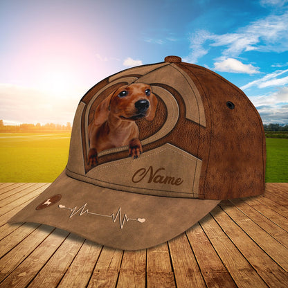 3D Classic Cap Dachshund Personalized Name Cap nama6 Lasfour CA2001