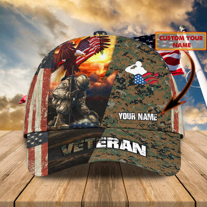 3D Classic Cap 10 Personalized Name Cap Veteran Lasfour CA0806