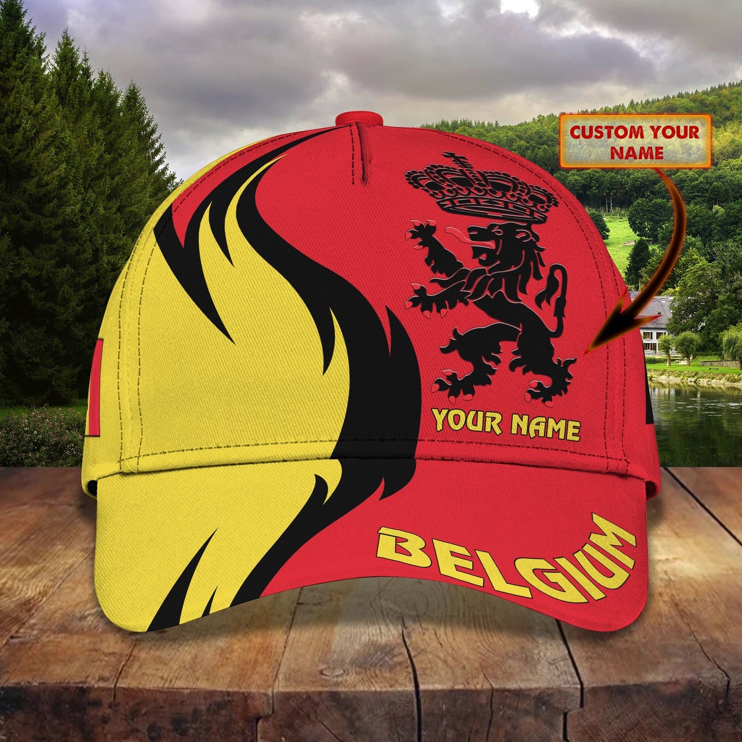 3D Classic Cap Belgium 02 Personalized Name Cap Lasfour CA2330