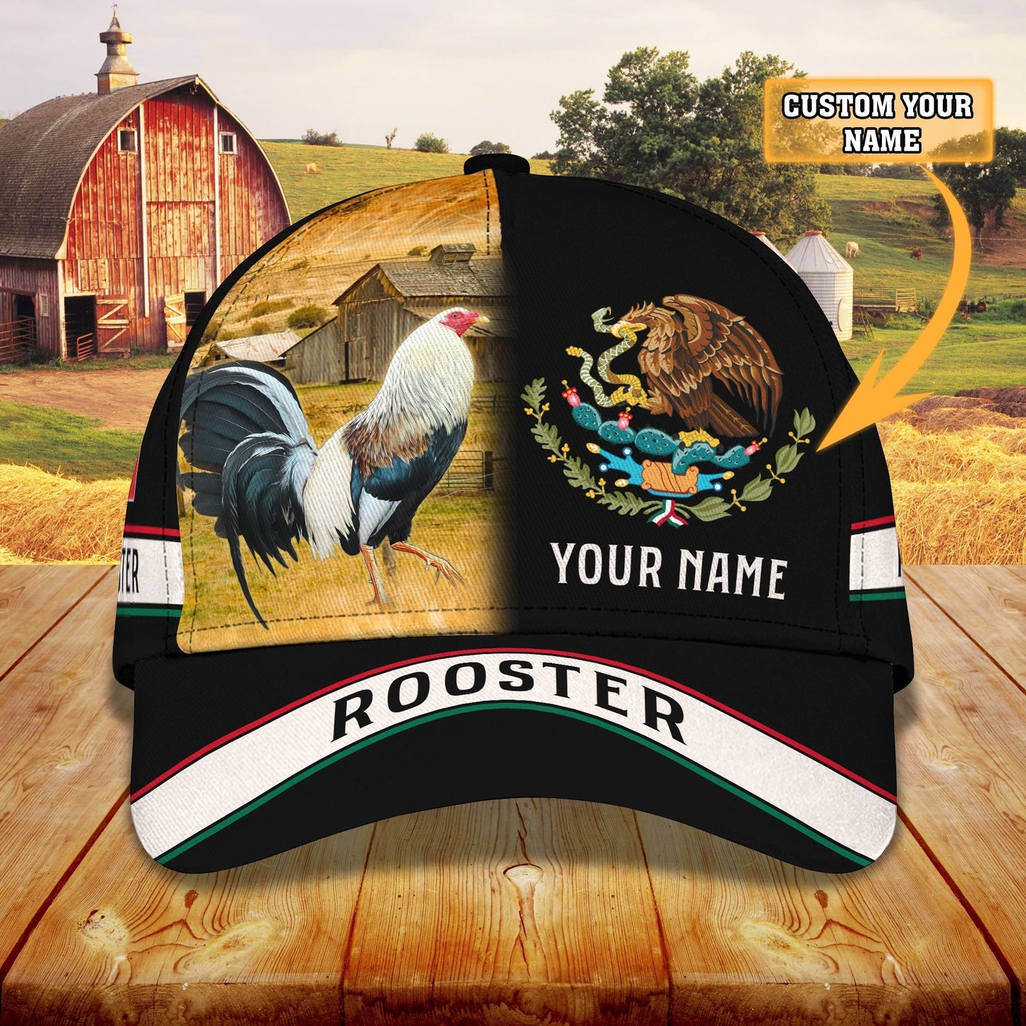 3D Classic Cap Rooster Personalized Name Cap 10 Lasfour CA1444